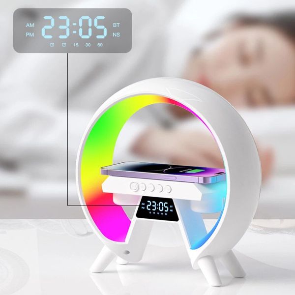 AD - SR 3-in-1 Wireless Charger Stand with Bluetooth Speaker and RGB Night Light