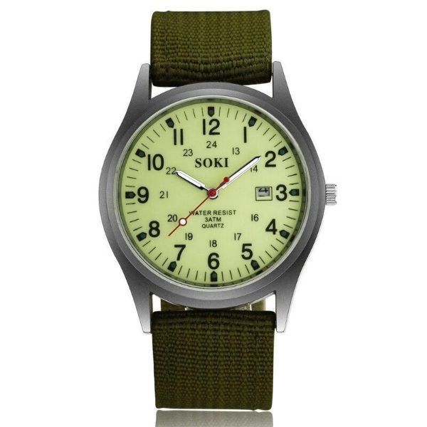 AD - SR Luxury Military Inspired Sports Quartz Wristwatch with Luminous Hands and Calendar