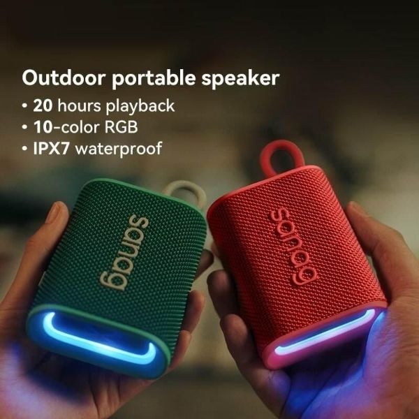 AD - SR Portable 5W Bluetooth Speaker with IPX7 Waterproof, APP Control & RGB Lighting