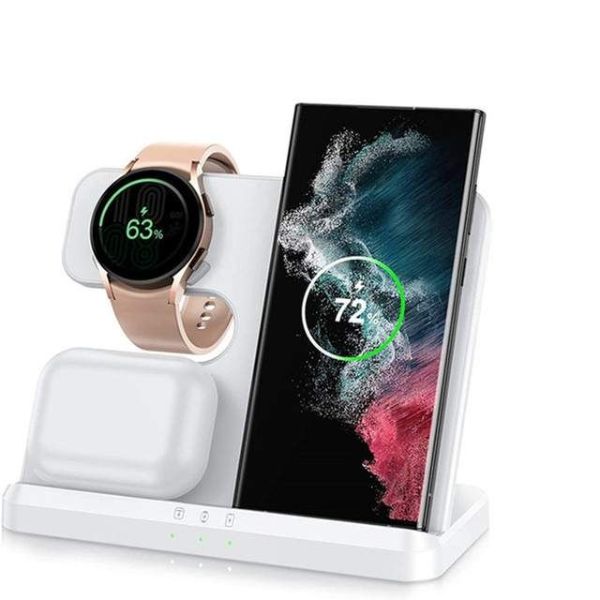 AD - SR 3-in-1 Wireless Charger Stand for Samsung S22, S21, S20, S10 Ultra; Note series; Galaxy Watch 5, 4; Active Buds 15W