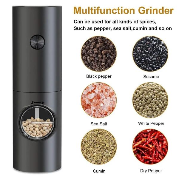 AD - SR Electric Salt & Pepper Grinder Set with LED & Adjustable Coarseness