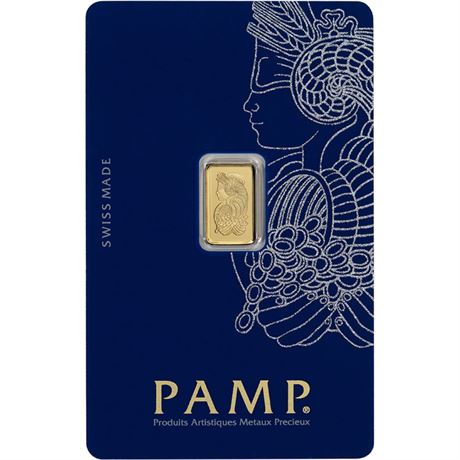 1 Gram Gold Bar PAMP Suisse Lady Fortuna .9999 Fine