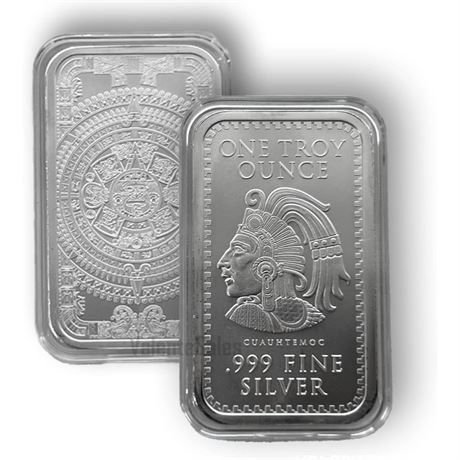 1 oz .999 Fine Silver Aztec Calendar Bar Silver